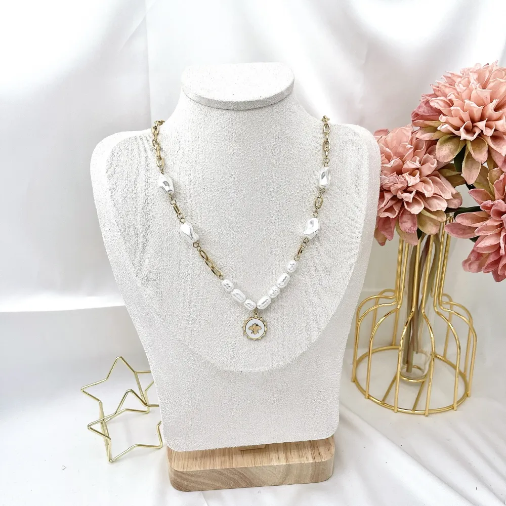 Perla con Ape-Collana Corta in Acciaio - CAC-103-AA2203