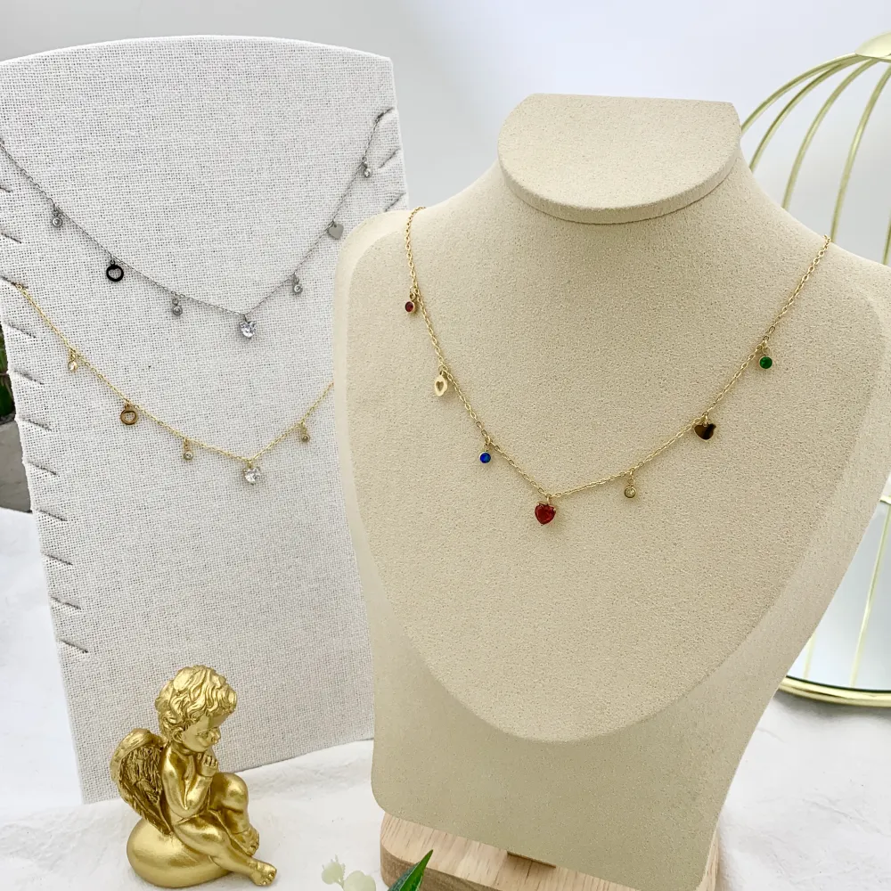 Cuore e Punto Luce -Collana Corta in Acciaio - CAC-103-AA2420N (MIX)