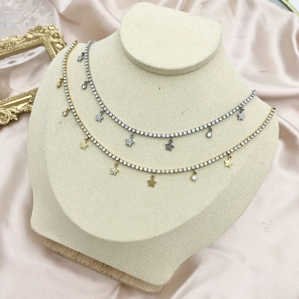 Tennis con Stella -Collana Corta in Acciaio - CAC-103-AA2536N Stella