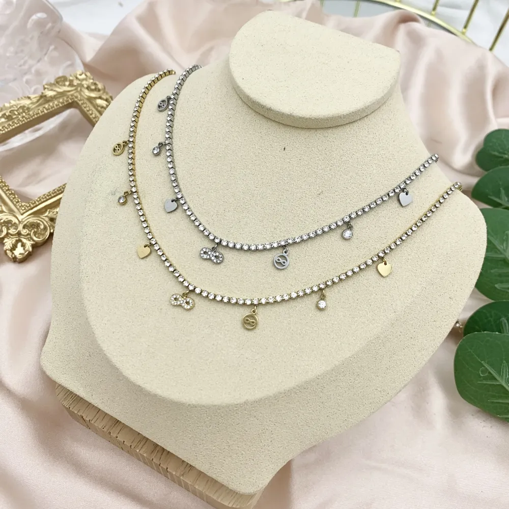 Tennis con Infinito-Collana Corta in Acciaio - CAC-103-AA2542N Infinito (Oro Giallo)