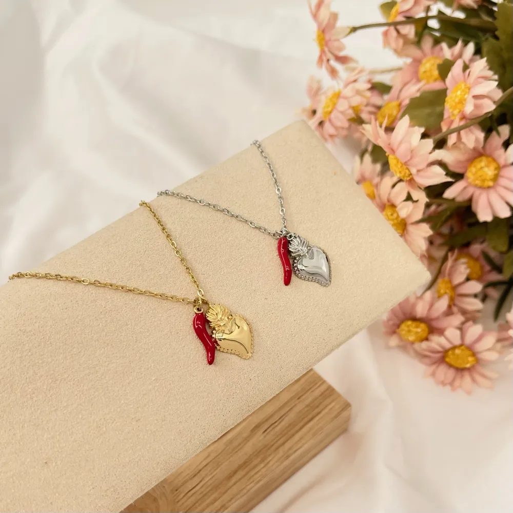 Sacro Cuore Cornino-Collana Corta in Acciaio - CAC-103-AA2691N2