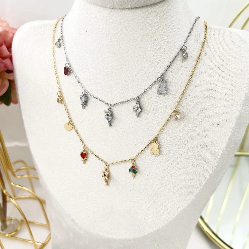 Gelato Orsetto -Collana Corta in Acciaio - CAC-103-AA2755N