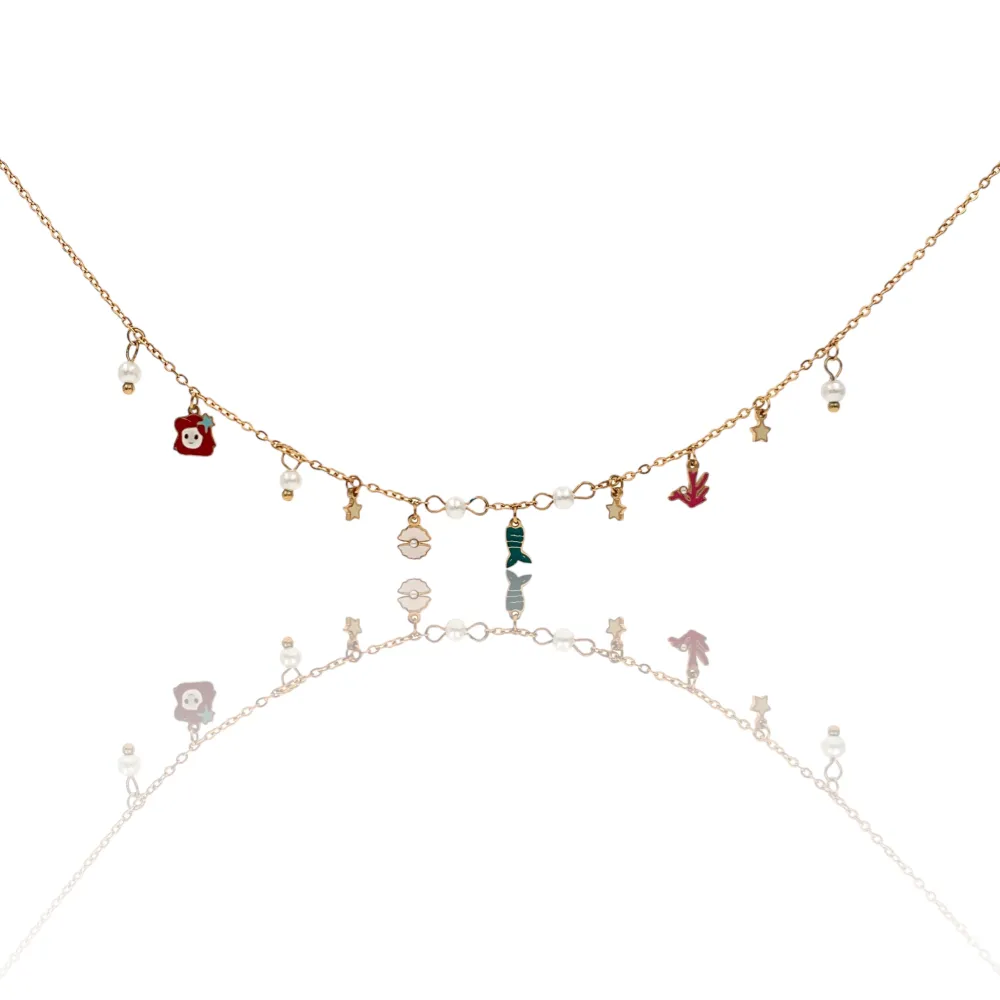 Sirena Smaltato-Collana Corta in Acciaio - CAC-103-AA2796N (Oro Giallo)