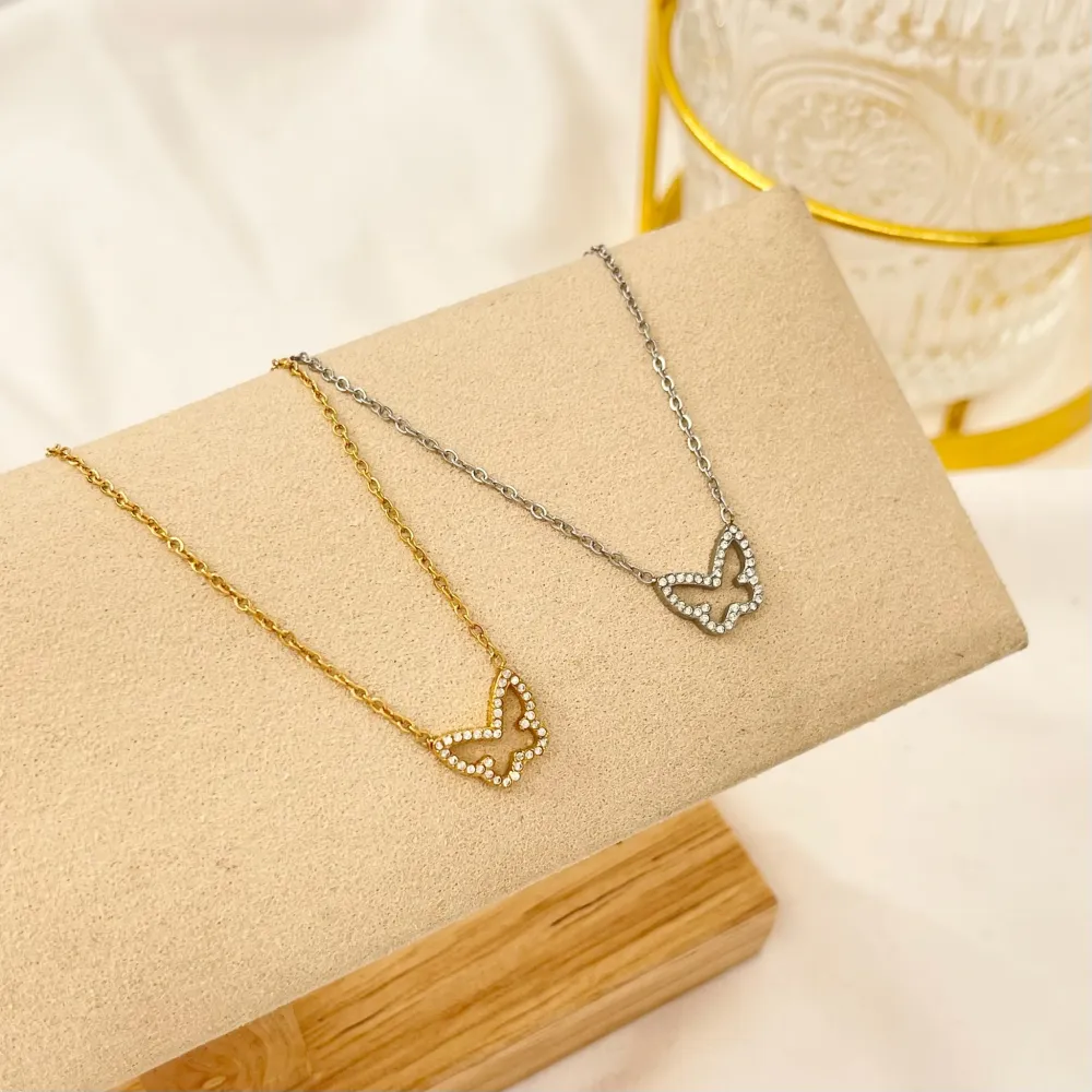 Farfalla-Collana Corta in Acciaio - CAC-103-AA2828N