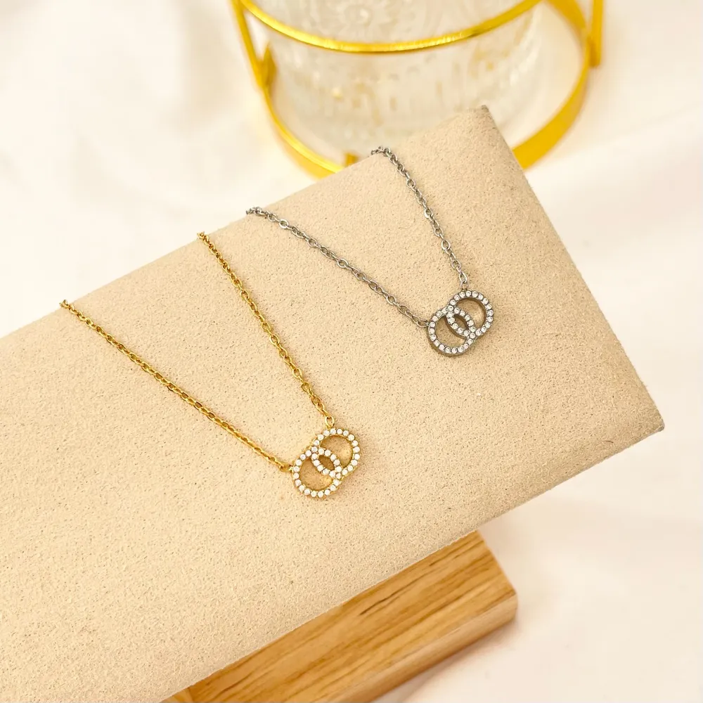 Doppio Cerchio-Collana Corta in Acciaio - CAC-103-AA2840N