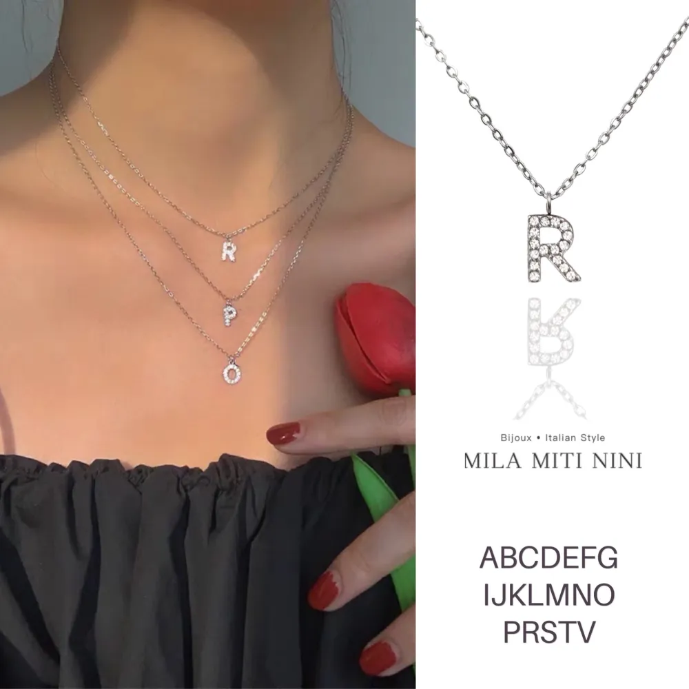 Iniziale Argento-Collana Corta in Acciaio - CAC-103-AA311N (S)