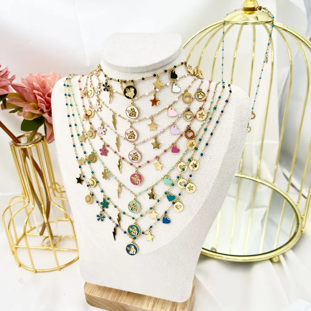 Angelo Smaltato con Stella Fulmine-Collana Corta in Acciaio - CAC-103-AA3187N