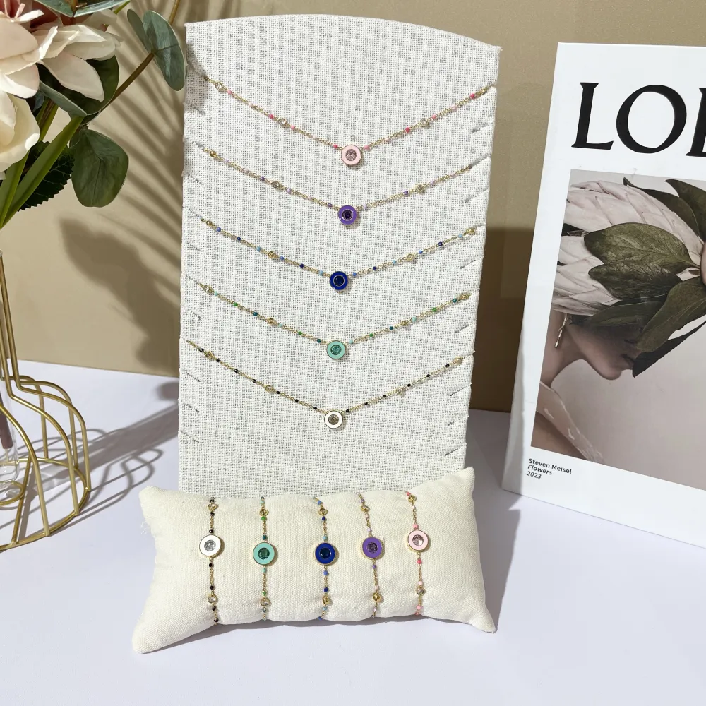 Punto Luce Colorato con Smalto-Collana Corta in Acciaio - CAC-103-AA3422N