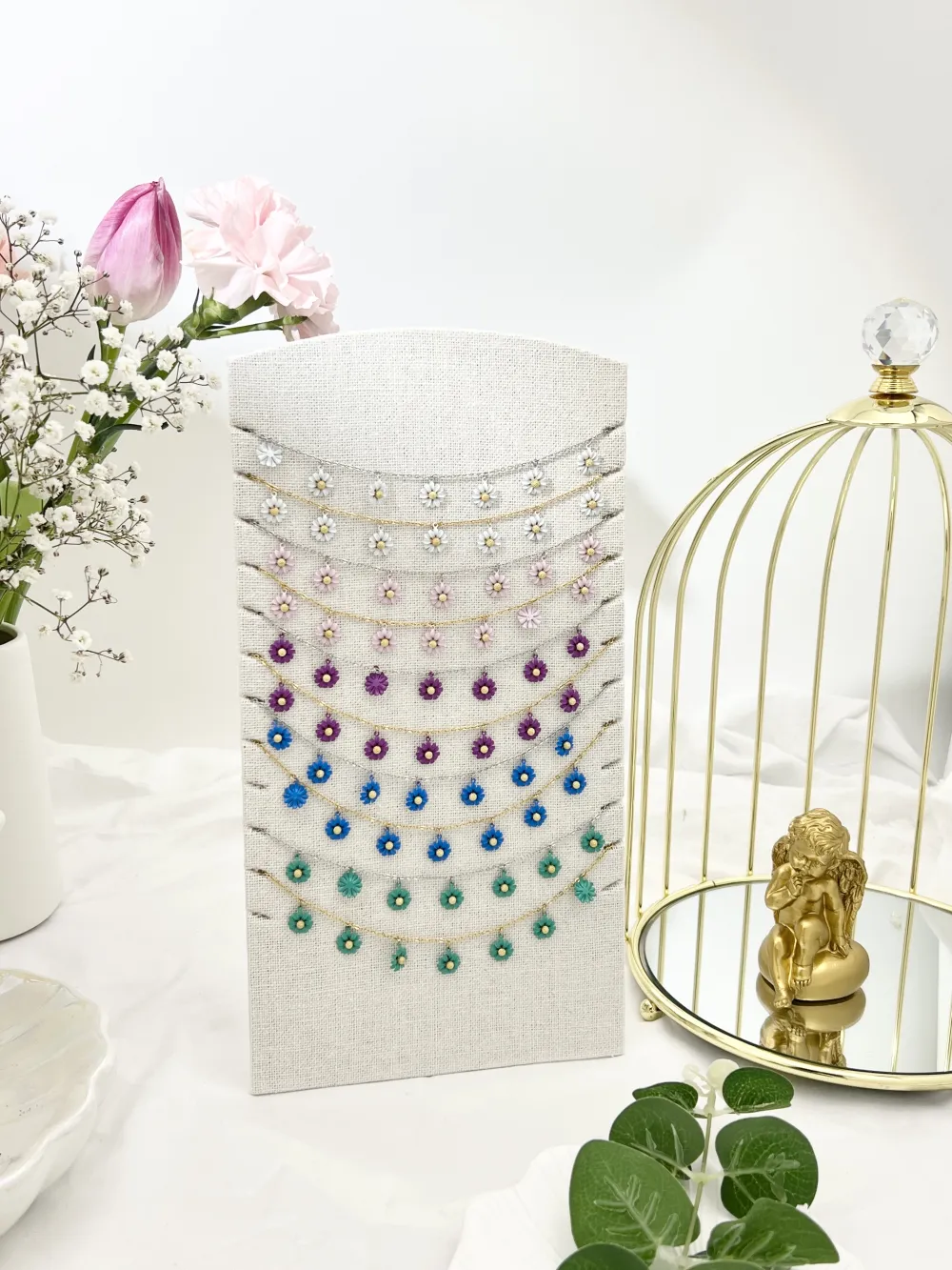 Margherita Smaltata-Collana Corta in Acciaio - CAC-103-AA3450N (Bianco/Oro)