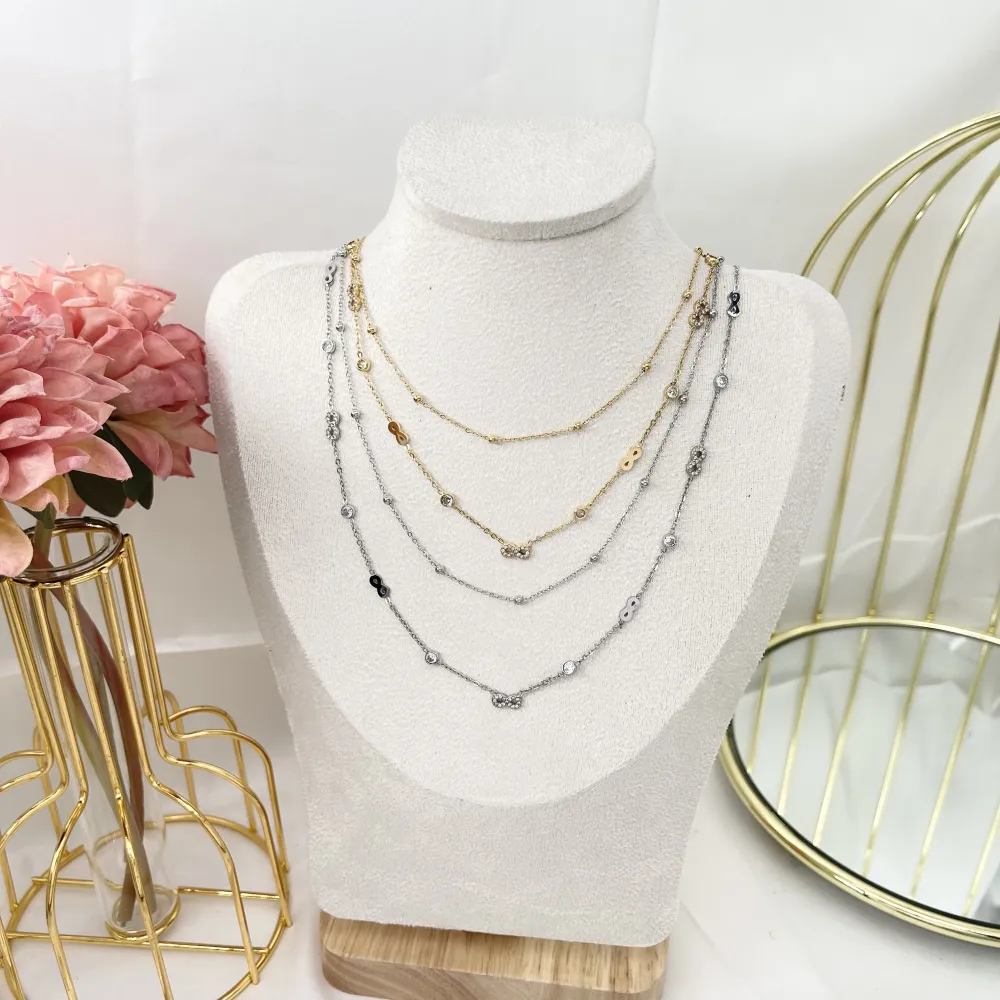 Doppio con infinito-Collana Corta in Acciaio - CAC-103-AA3458N (MIX)