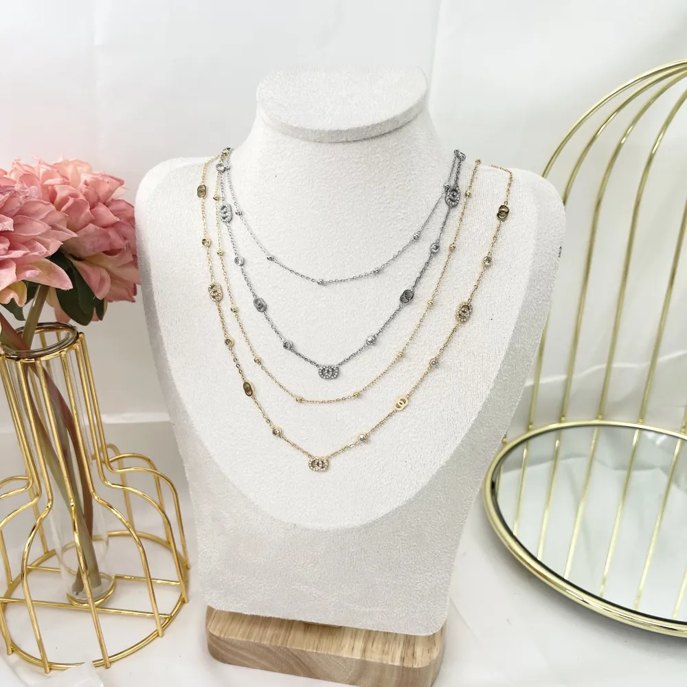 Doppio Cerchio con P.Luce-Collana Corta in Acciaio - CAC-103-AA3466N (MIX)