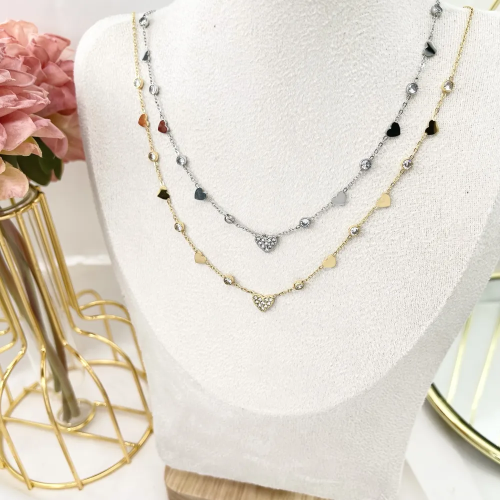 Cuore Punto Luce -Collana Corta in Acciaio - CAC-103-AA3482N