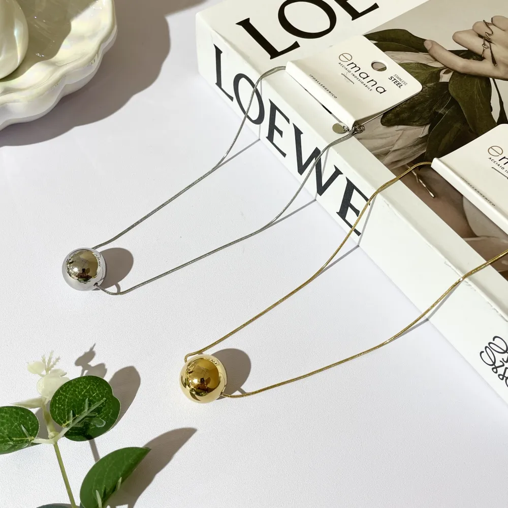 Ball Pallina Vuota Interno-Collana Corta in Acciaio - CAC-103-AA4000N