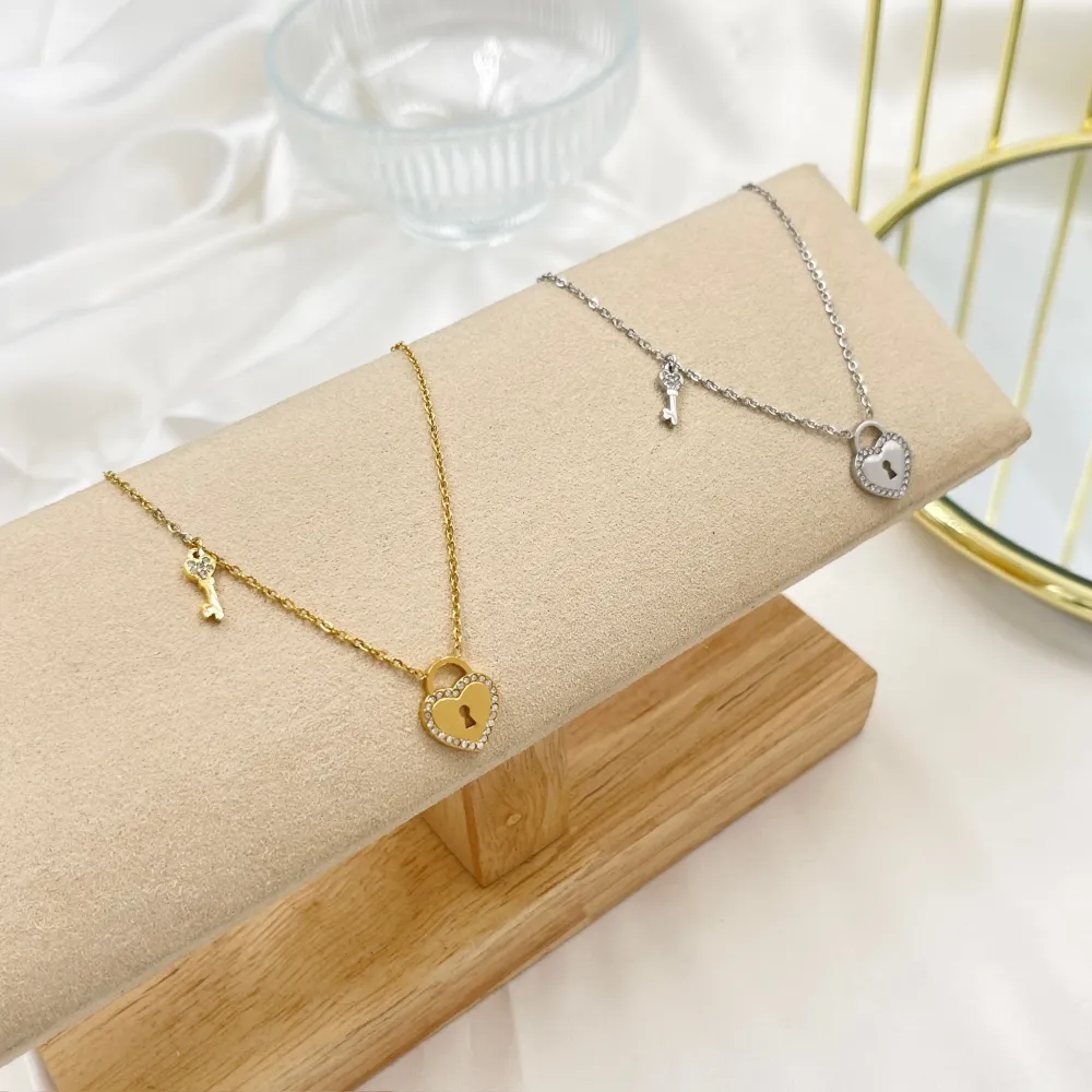 Cuore Chiave -Collana Corta in Acciaio - CAC-103-AA4162N