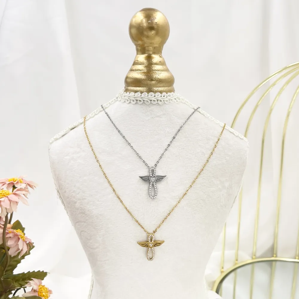 Angel Infinito -Collana Corta in Acciaio - CAC-103-AA4364N (Argento)