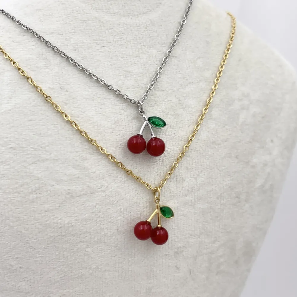 Ciliegia-Collana Corta in Acciaio - CAC-103-AA4532N (Argento)