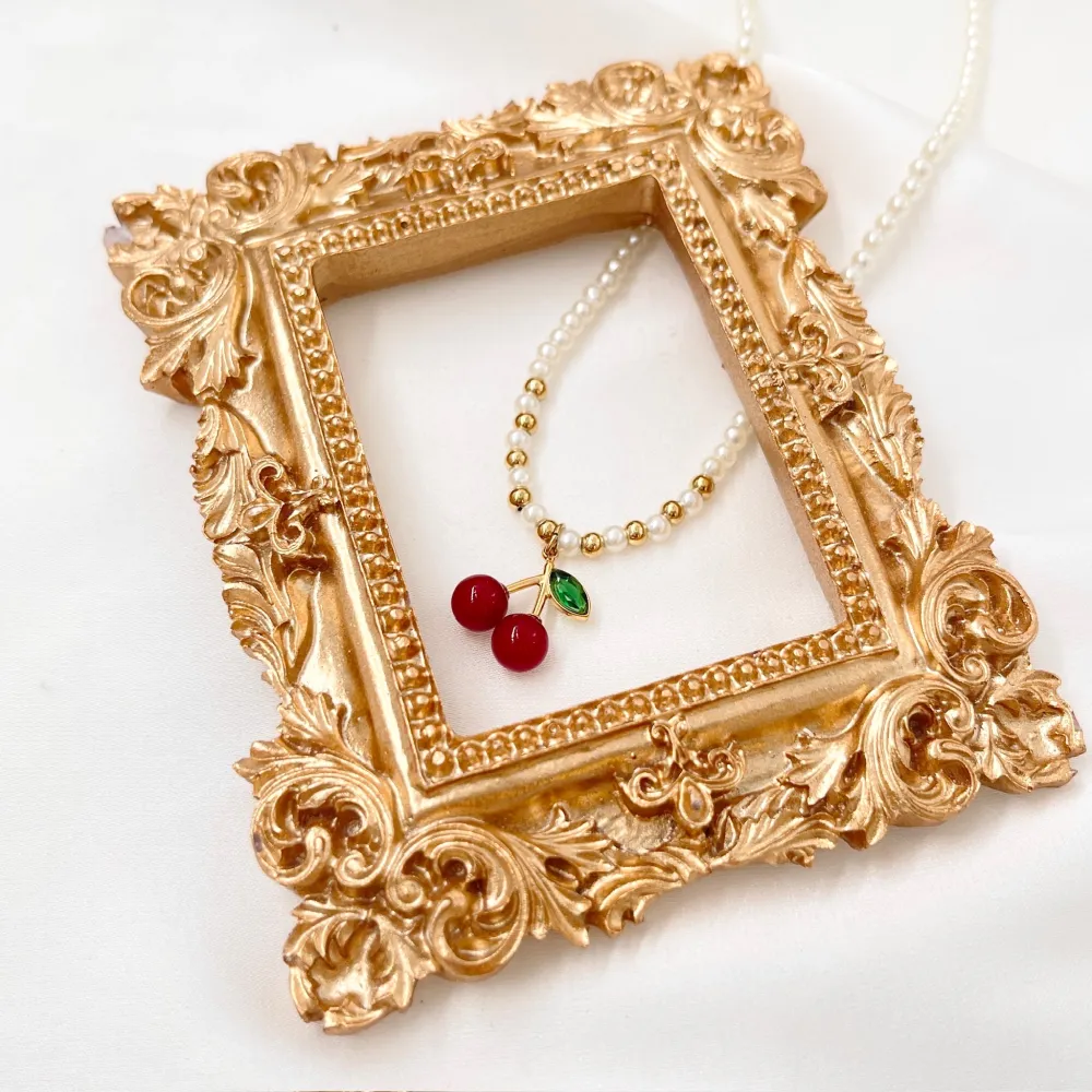 Ciliegia-Collana Corta in Acciaio - CAC-103-AA4838N (Argento)