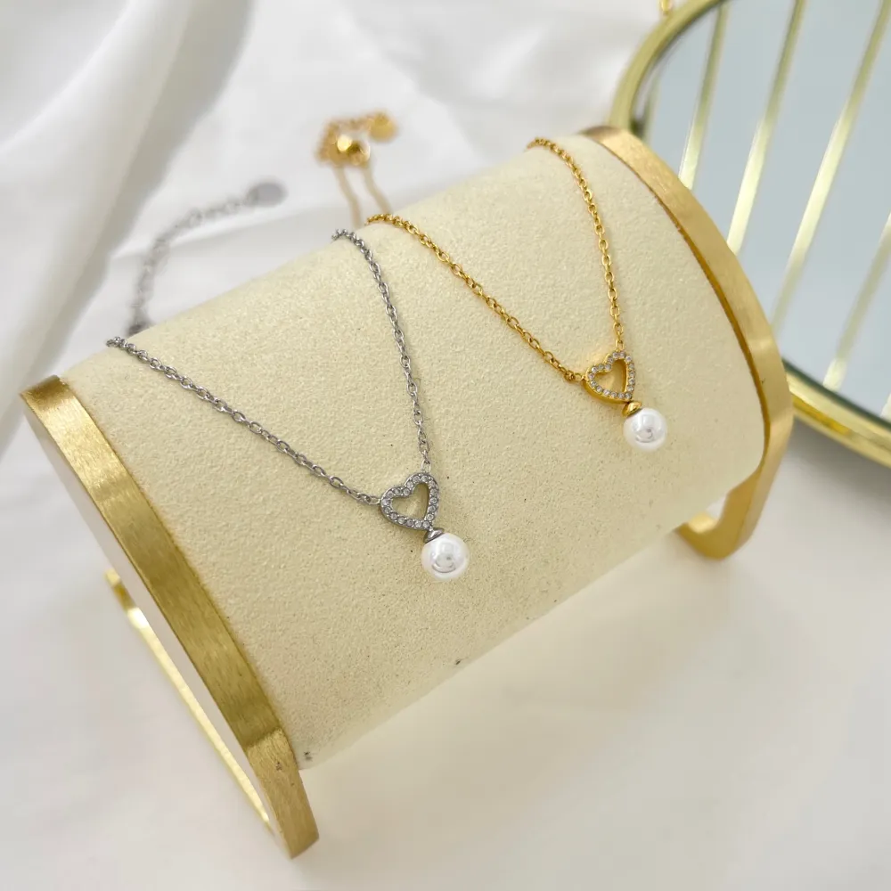 Rombo con Perla-Collana Girocollo in Acciaio - CAC-103-AA5052N (Argento)