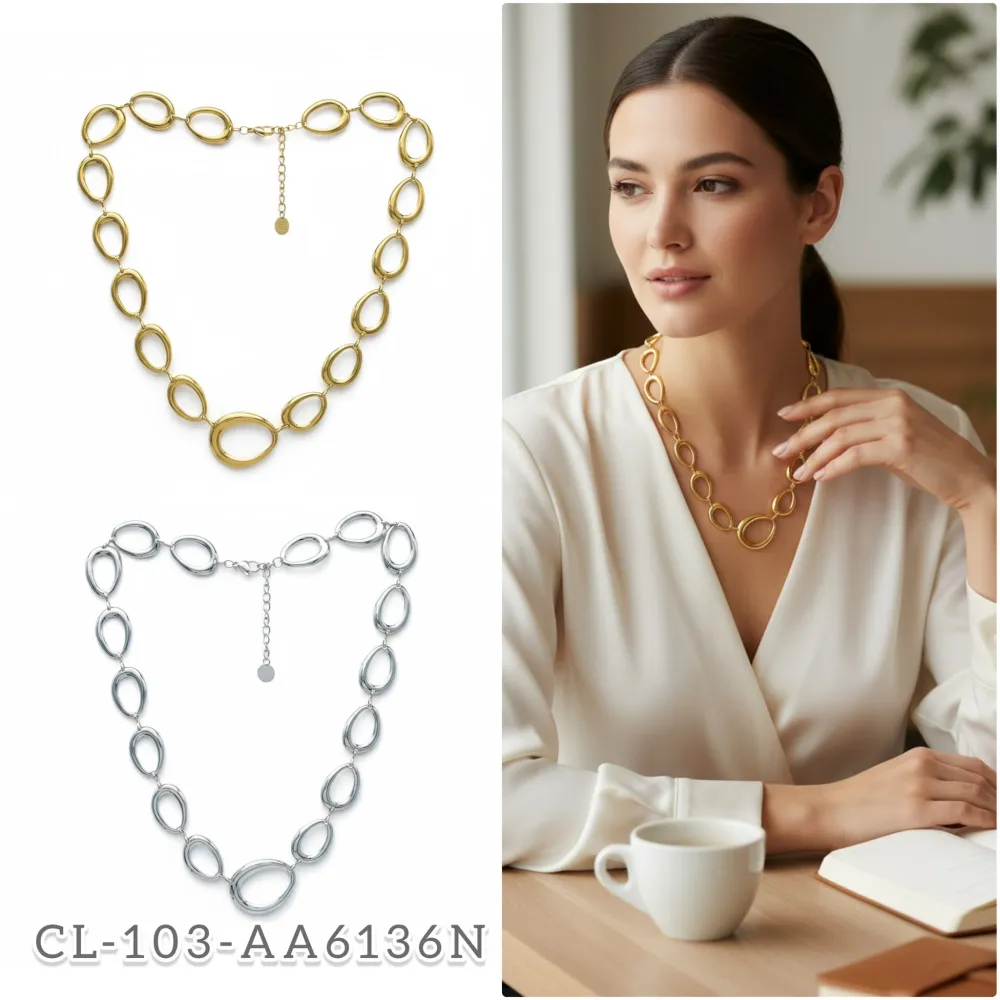 Catena-Collana Corta in Acciaio - CAC-103-AA5138N (Argento)