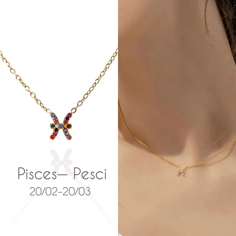 Segni Zodiacali -Collana Corta in Acciaio - CAC-103-AA52N ORO