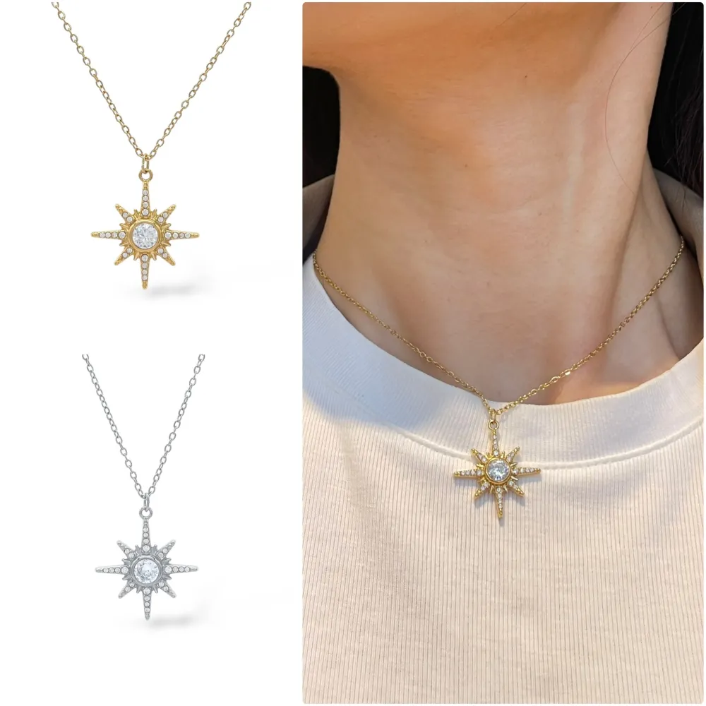 Croce Stella-Collana Girocollo in Acciaio - CAC-103-AA5419N (Argento)