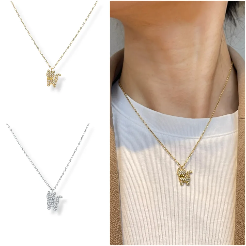 Gatto-Collana Girocollo in Acciaio - CAC-103-AA5643N (Argento)