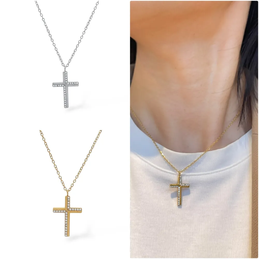 Croce-Collana Girocollo in Acciaio - CAC-103-AA5668N (Argento)