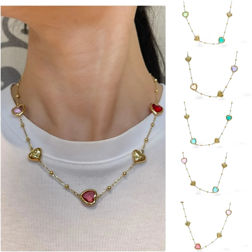 Cuore Zirconia-Collana Corta in Acciaio - CAC-103-AA5713N