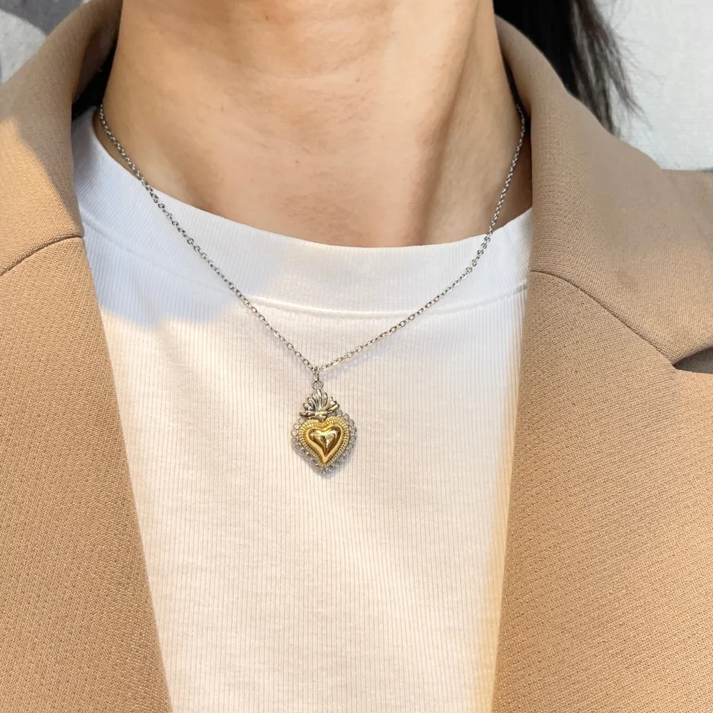 Sacro Cuore-Collana Girocollo in Acciaio - CAC-103-AA5736N (Argento)