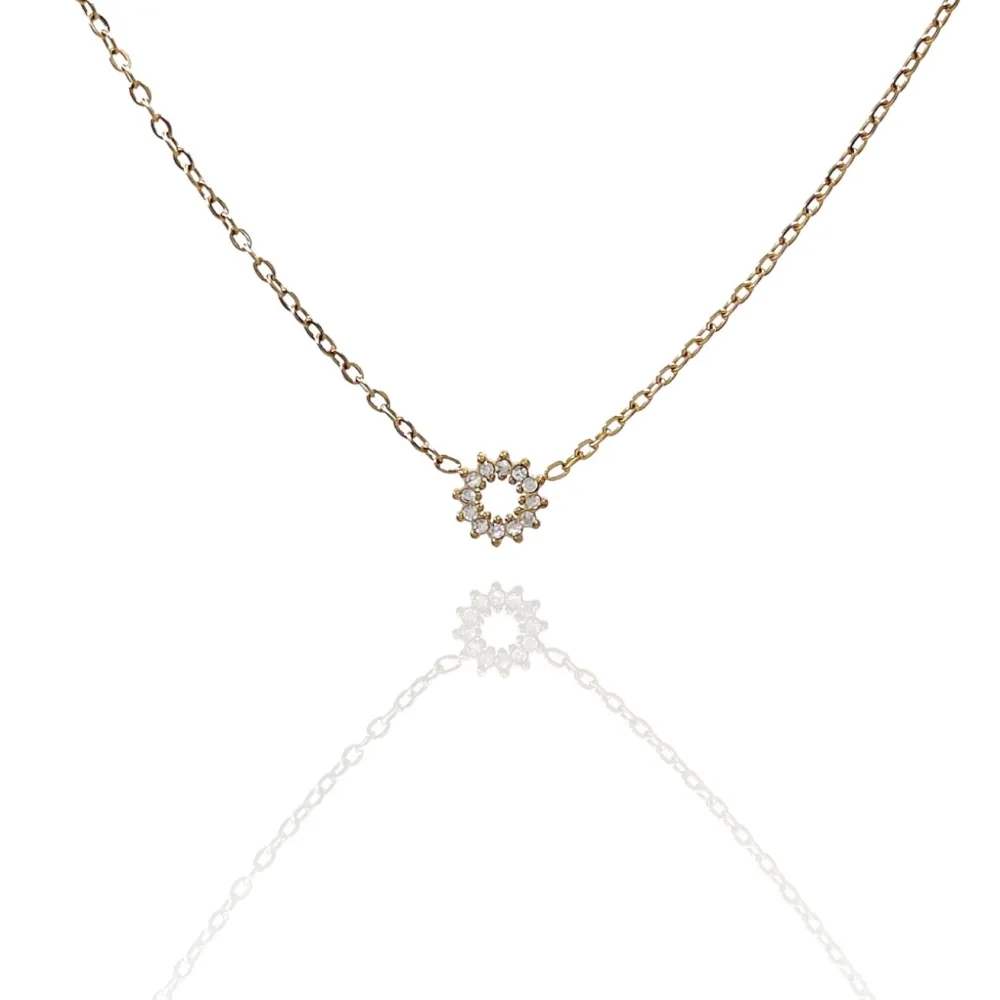 Cerchio con Zirconia-Collana Corta in Acciaio - CAC-103-AA579N (Oro Giallo)