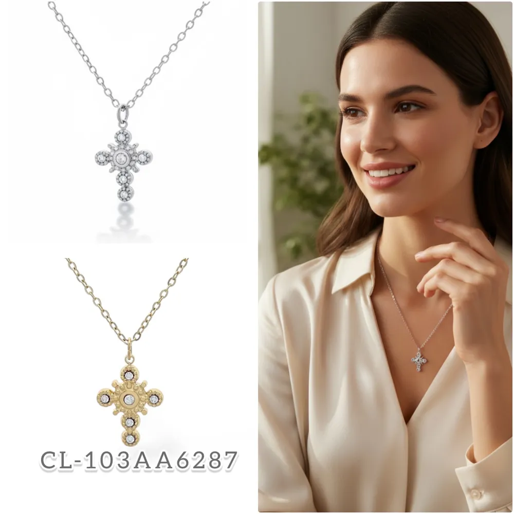 Croce-Collana Girocollo in Acciaio - CAC-103-AA6287N (Argento)