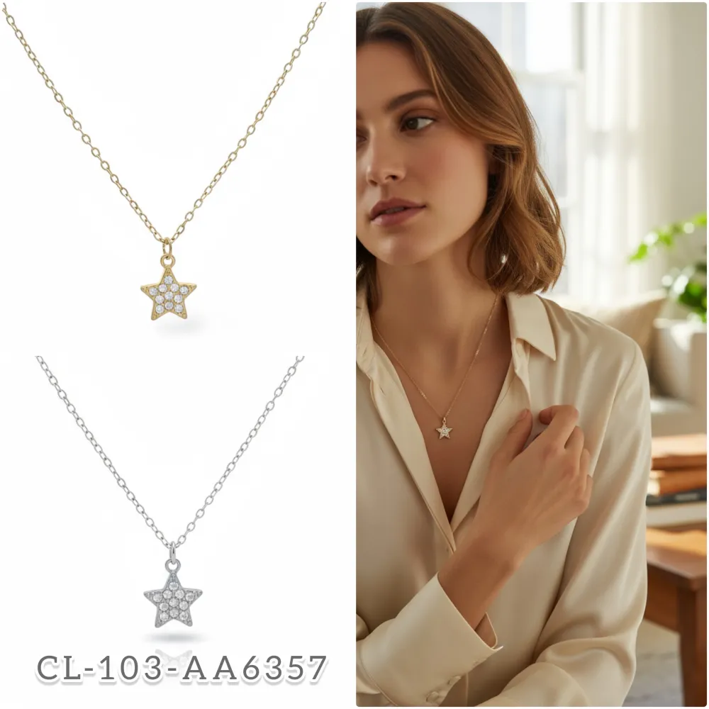 Stella-Collana Girocollo in Acciaio - CAC-103-AA6357N (Argento)