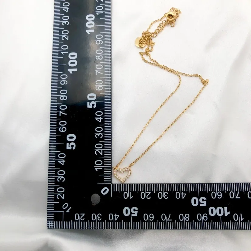 Cuore Vuoto con Zirconia-Collana Corta in Acciaio - CAC-103-AA746-33N (Oro Giallo)