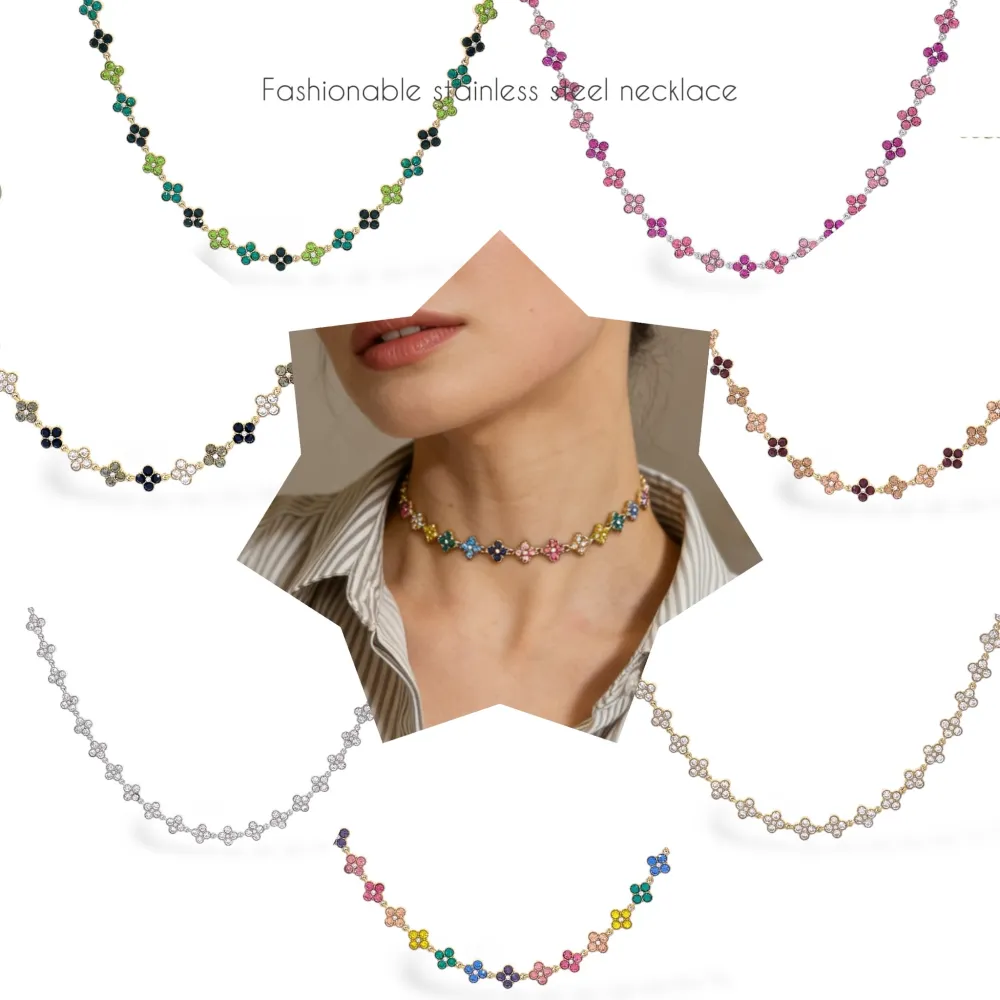 Quadrifoglio-Collana Corta in Acciaio - CAC-103-AA756N 31+12cm (MIX)