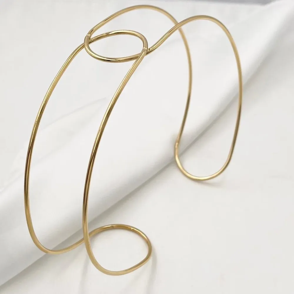 Doppio Cerchio Alto-Collana Chocker Acciaio - CAC-103-AA933Ns