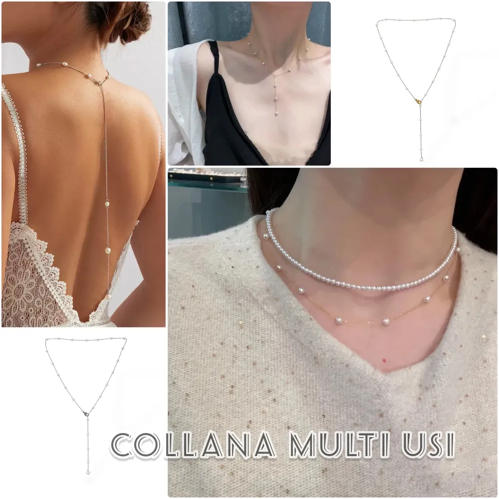 Perla-Collana Corta in Acciaio - CAC-243-55