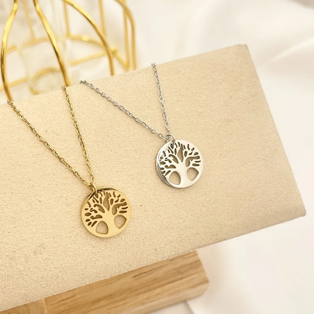 Albero della Vita-Collana Corta in Acciaio - CAC-413-025S