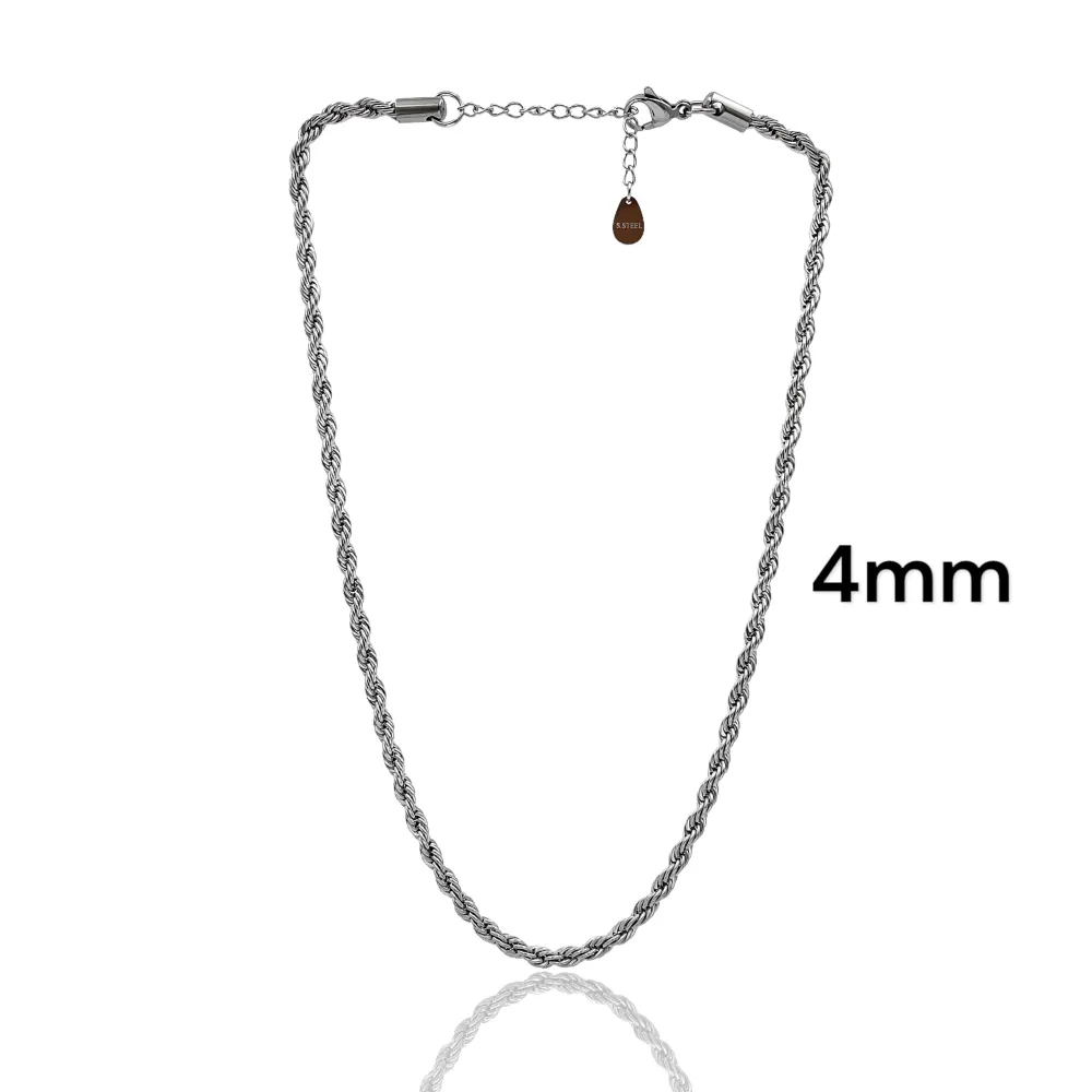 Torchon 4mm-Collana Corta in Acciaio - CAC-413-1584 4mm