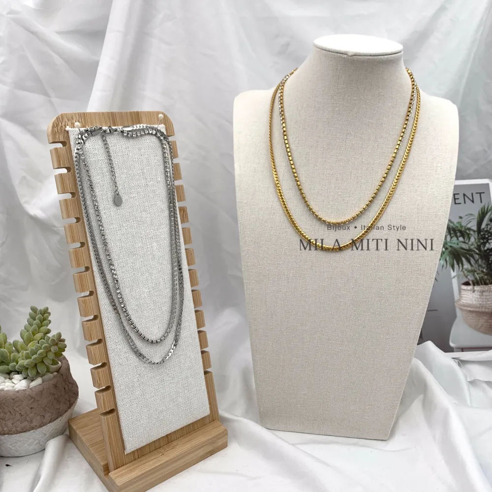 Doppio Serpente con Tennis-Collana Corta in Acciaio - CAC-413-1839 (Oro Giallo)