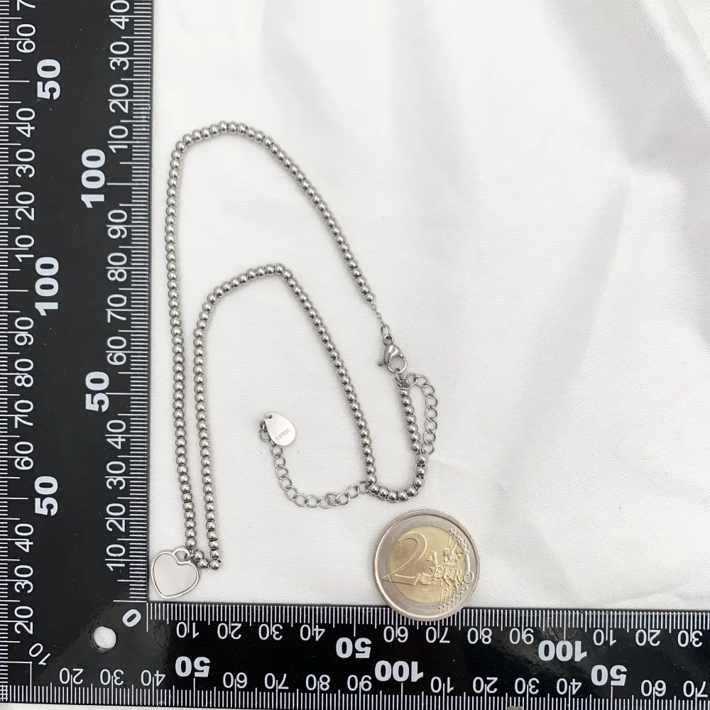 Cuore Smaltato-Collana Corta in Acciaio - CAC-413-1866 (Bianco)