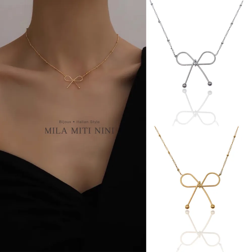 Fiocco-Collana Corta in Acciaio - CAC-413-1883 (Oro Giallo)