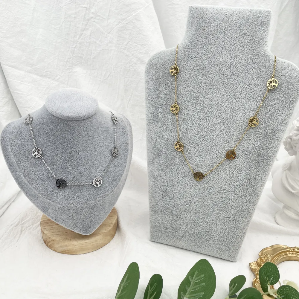 Albero della Vita-Collana Corta in Acciaio - CAC-413-1901 (Oro Giallo)