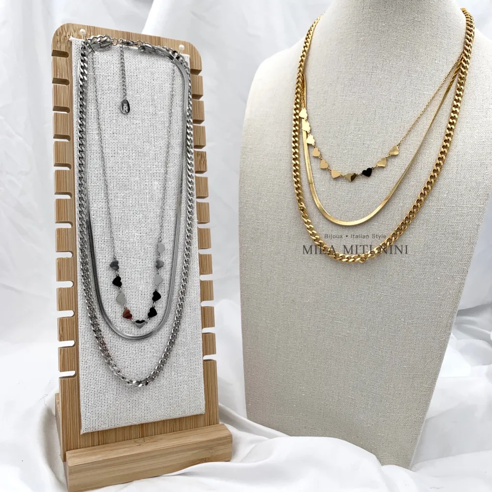 Multifilo Cuore-Collana Corta in Acciaio - CAC-413-1960 (Argento)