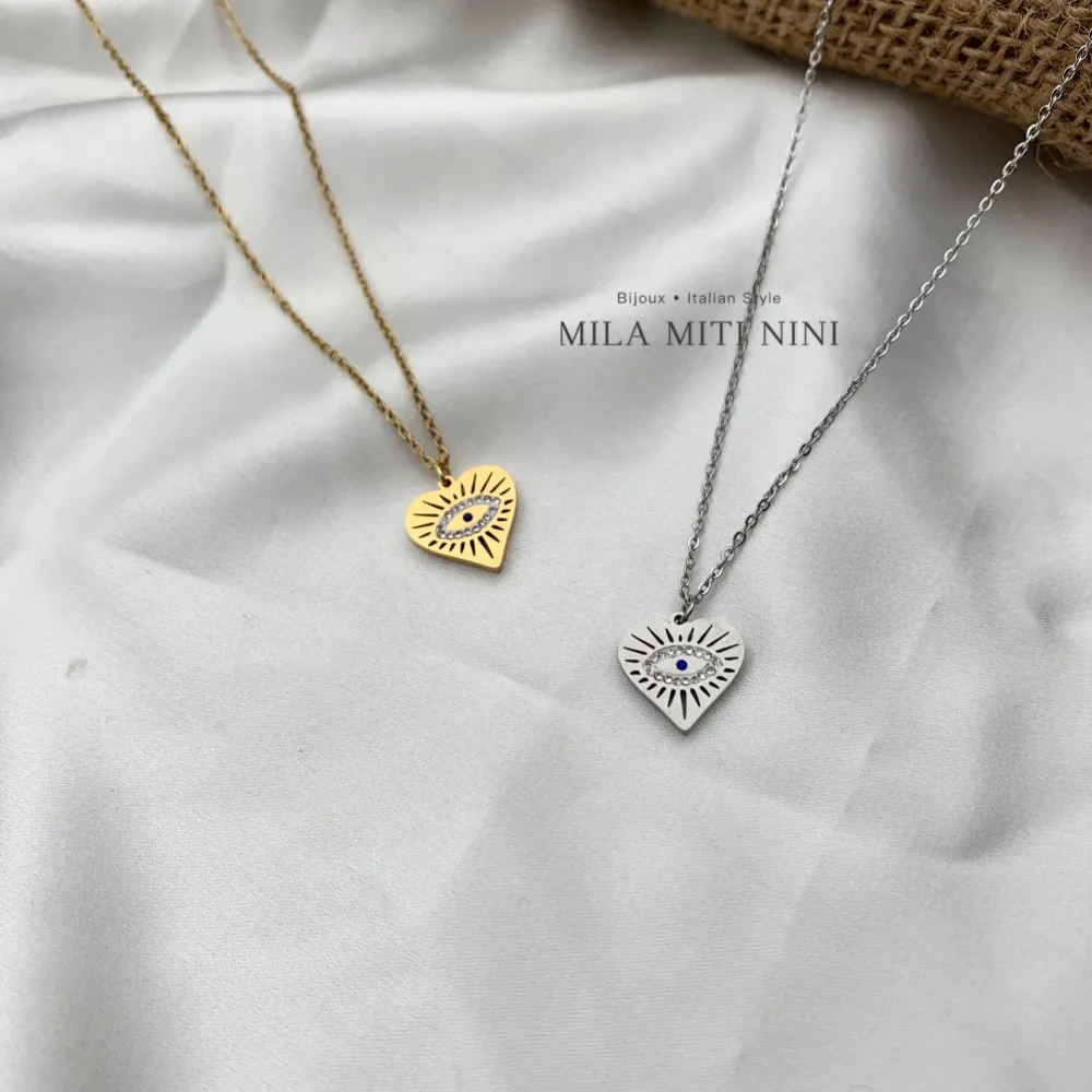 Cuore Occhio-Collana Corta in Acciaio - CAC-413-1963