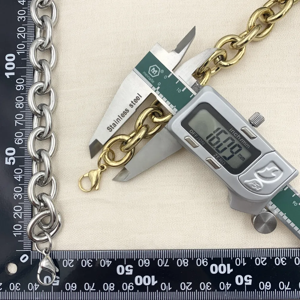 CAC7245-Catena 15x20mm- Collana Corta in Acciaio - CAC-413-2048 15x20mm (Argento)