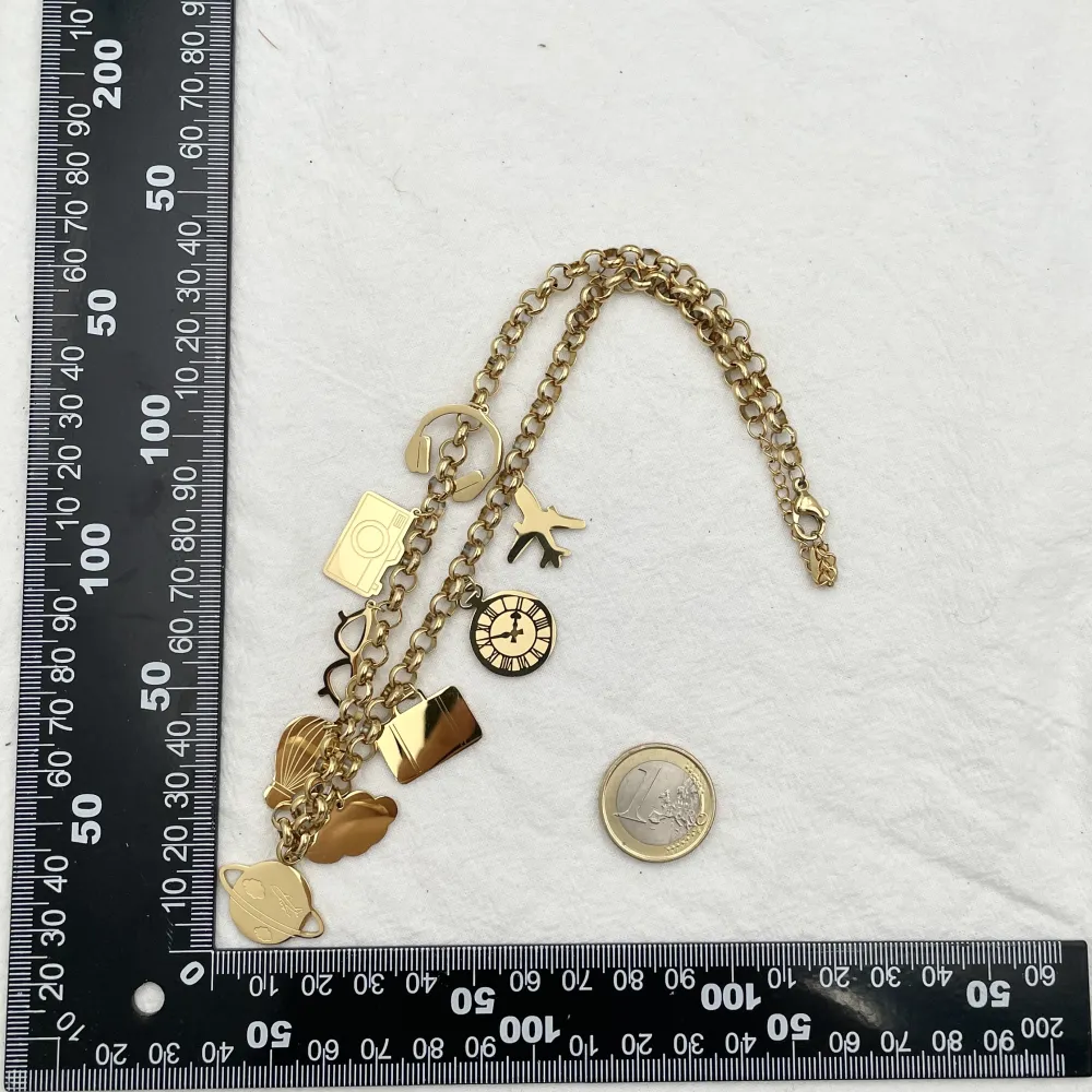 Catena con Ciondoli Viaggio -Collana Corta in Acciaio - CAC-413-2085 (MIX)