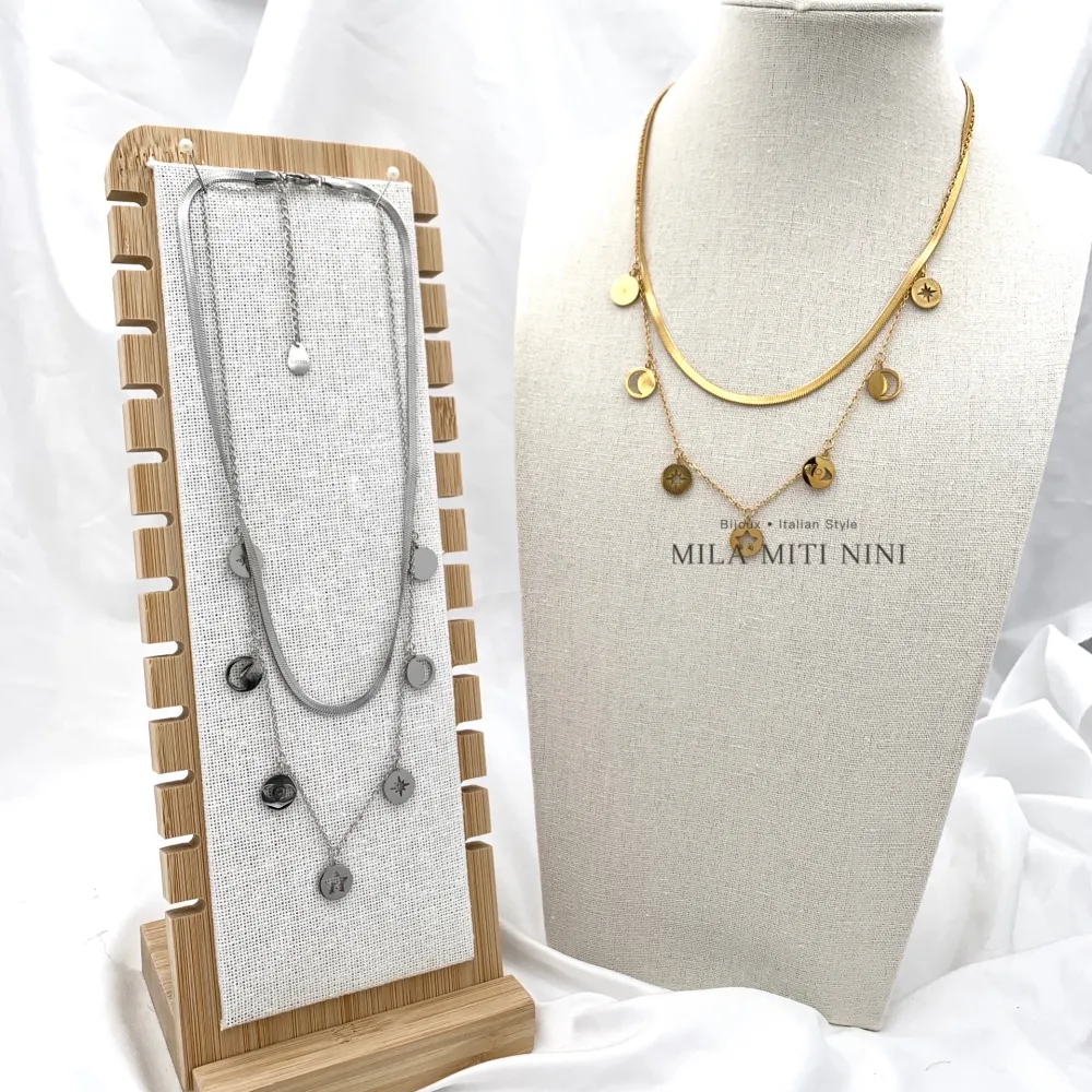 Multifilo Tondo Stella-Collana Corta in Acciaio - CAC-413-2104 (Argento)