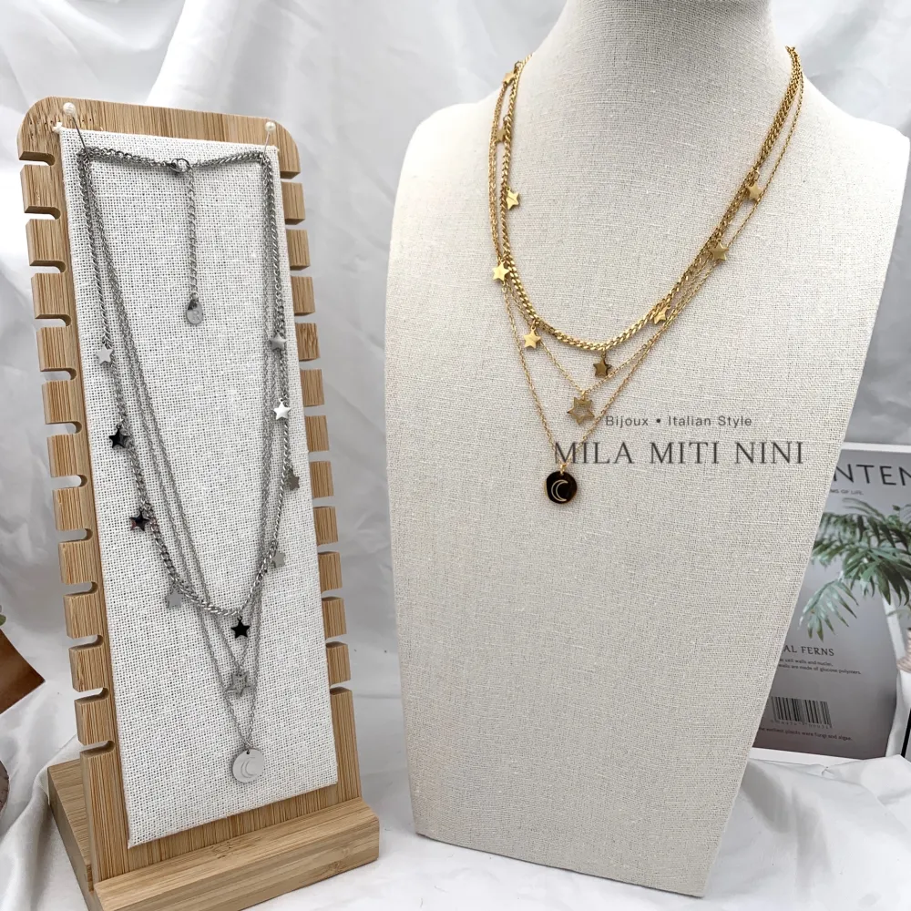 Stella Luna-Collana Corta in Acciaio - CAC-413-2107 (Oro Giallo)