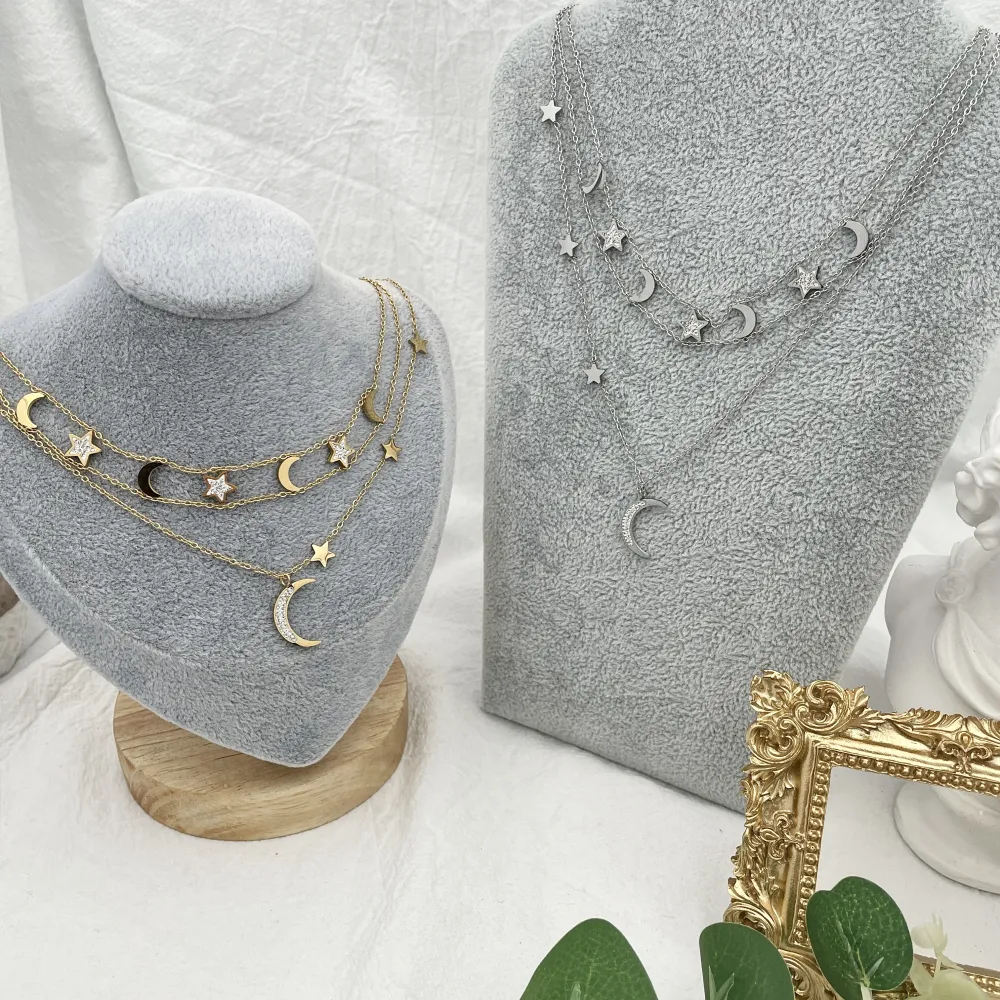 Luna e Stella -Collana Corta in Acciaio - CAC-413-2112