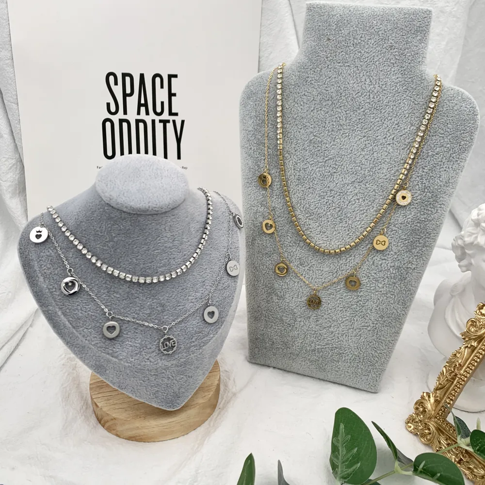 Multifilo Love Cuore-Collana Corta in Acciaio - CAC-413-2115 (Oro Giallo)